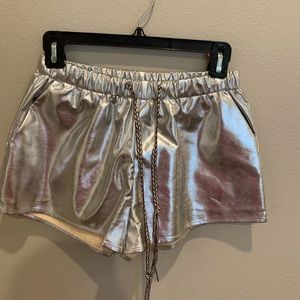 Evenuel metallic faux leather shorts size small